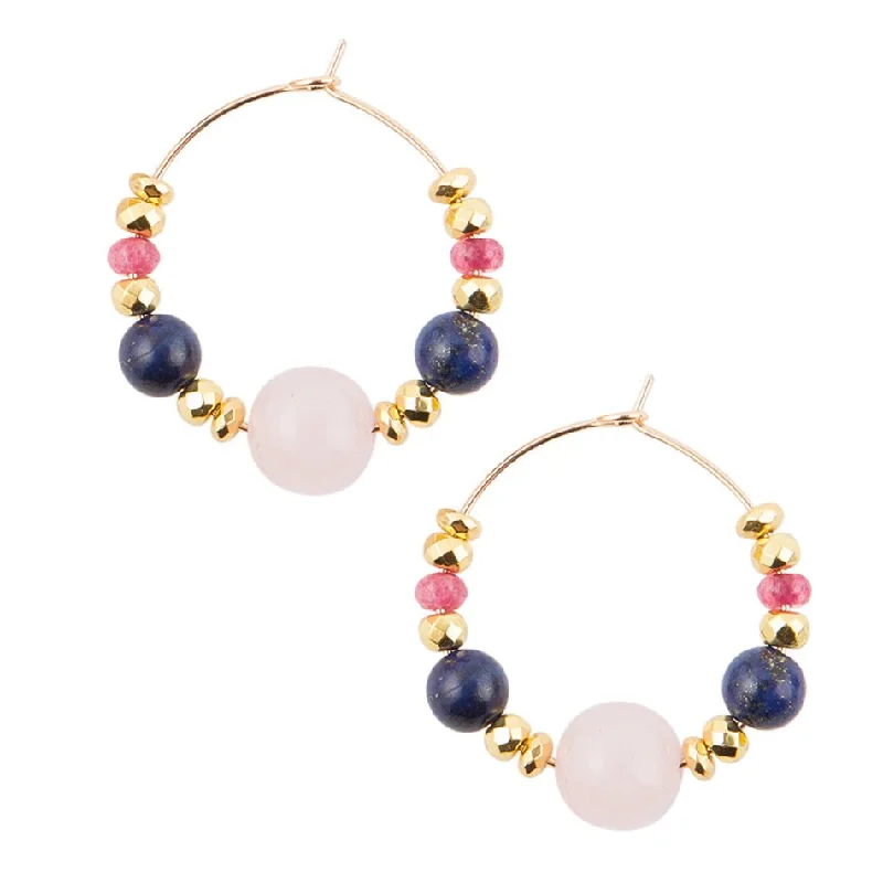 Hoop earrings with cut-out designs for a creative and lightweight effect-Julia Sodalite and Kunzite Hoop Earrings