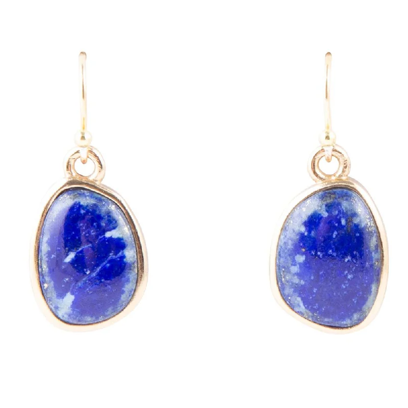 Hoop earrings with pearl accents for a chic and classic style-Lapis and Bronze Earrings