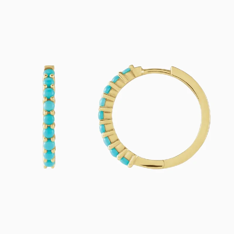 Best hoop earrings with hammered gold for a rustic yet elegant look-Large Turquoise Huggies