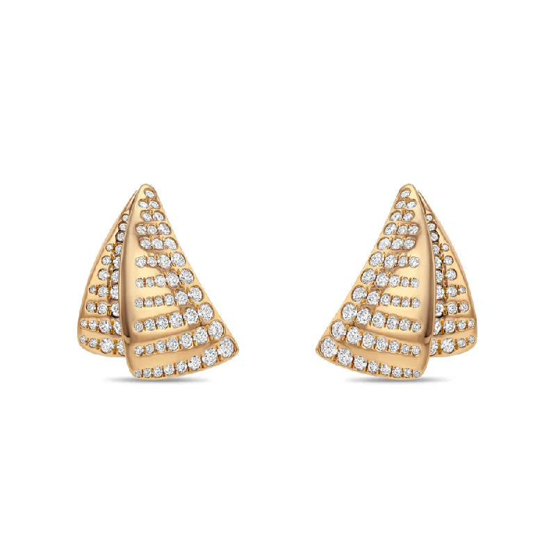 Hoop earrings with heart-shaped frames for a romantic and feminine look-Layered Triangle Diamond Earrings