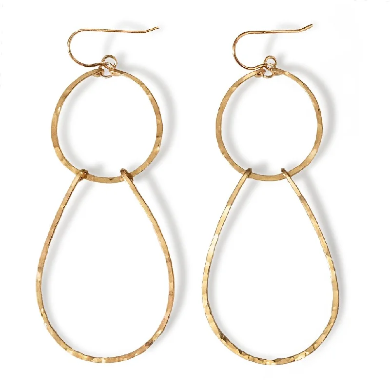 Hoop earrings with intricate designs for a unique and artistic appearance-Long Double Drop Hoop Earrings