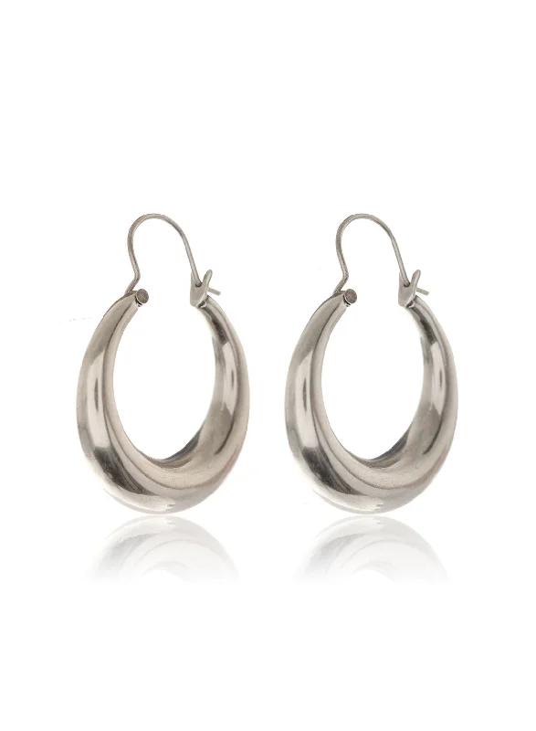 Stylish hoop earrings with diamond accents for an elegant and sparkling effect-Martina Tube Hoops- Silver