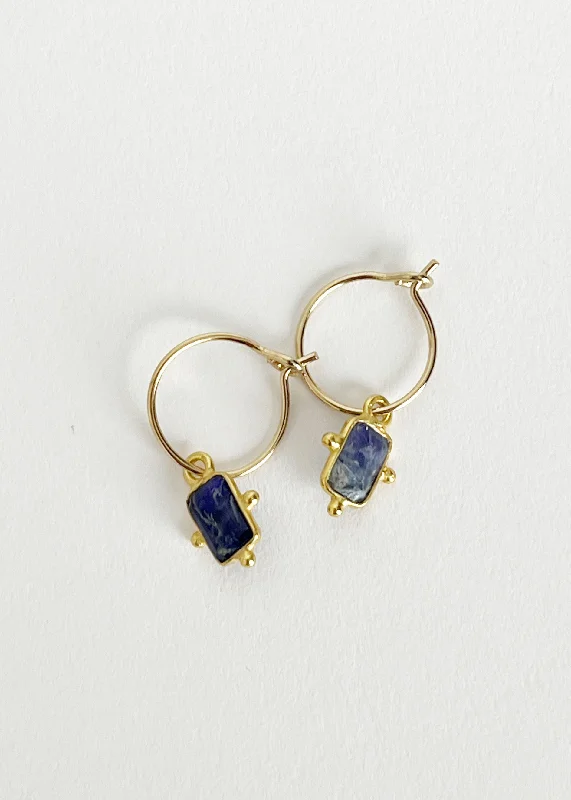 Hoop earrings with intricate designs for a unique and artistic appearance-Mini Jaipur Hoops - Lapis Lazuli