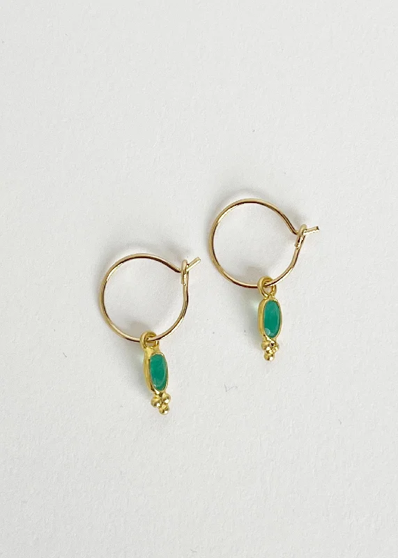 Best hoop earrings with intricate beaded details for a textured, stylish appearance-Mini Madras Hoops - Agate Verte