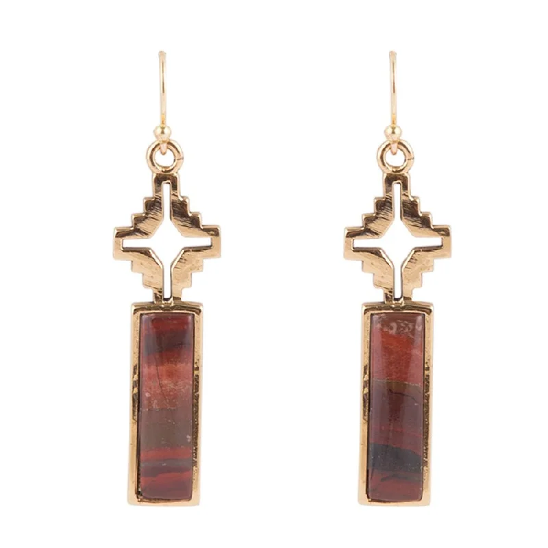 Best hoop earrings with gold-plated finishes for an affordable luxury vibe-Mission Red Rainbow Jasper Earrings