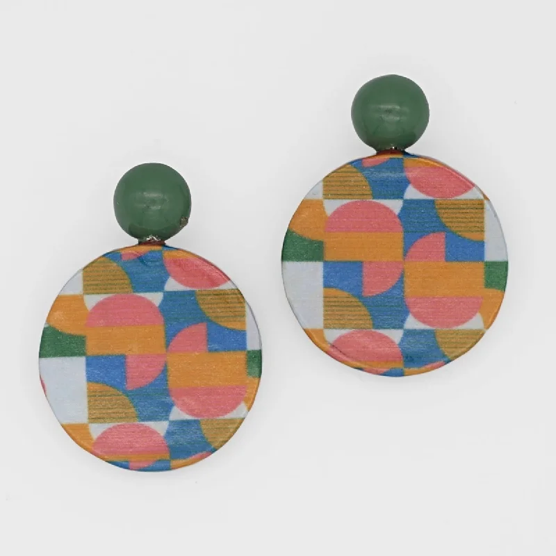 Best hoop earrings with geometric pendants for a modern, chic appeal-Multi Color Geometric Decoupage Earrings