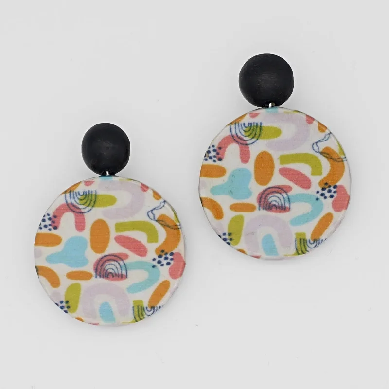 Hoop earrings with stacked layers for a bold and textured design-Multi Color Rainbow Decoupage Earrings