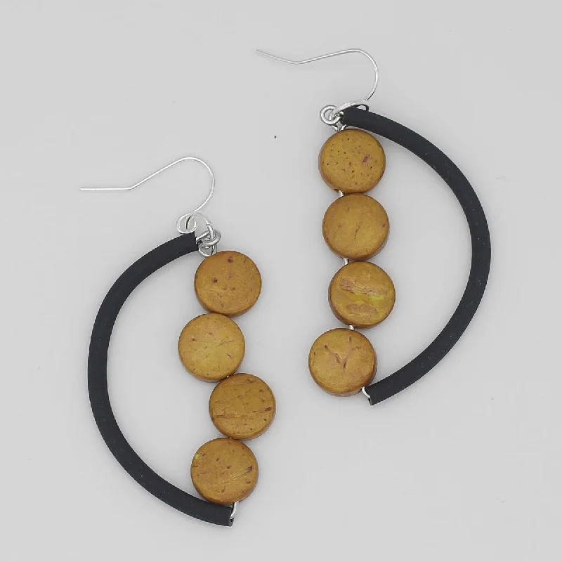 Small hoop earrings for a delicate and understated everyday wear-Mustard Half Moon Dangle Earring