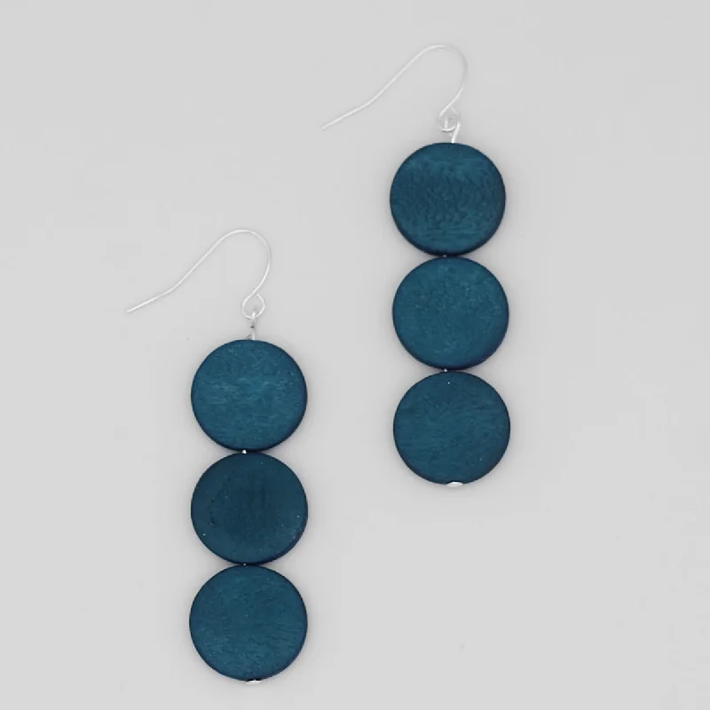 Hoop earrings with gold accents for a warm, elegant statement piece-Navy Triple Bead Kira Earring