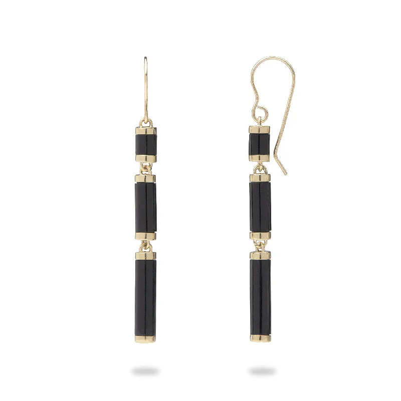 Large hoop earrings for a bold and statement-making fashion accessory-Ocean Chimes Black Coral Earrings in Gold