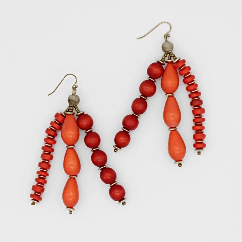 Hoop earrings with cut-out designs for a creative and lightweight effect-Orange Multi Strand Simone Earrings