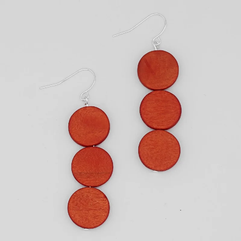 Best hoop earrings with delicate chain details for a trendy and stylish design-Orange Triple Bead Kira Earring