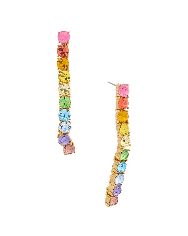 Lightweight hoop earrings for comfortable and all-day wear-Oscar de la Renta 14K Vertical Crystal Earrings