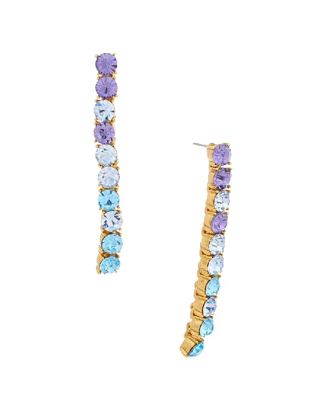 Hoop earrings with snake print designs for an edgy, wild appearance-Oscar de la Renta 14K Vertical Crystal Earrings