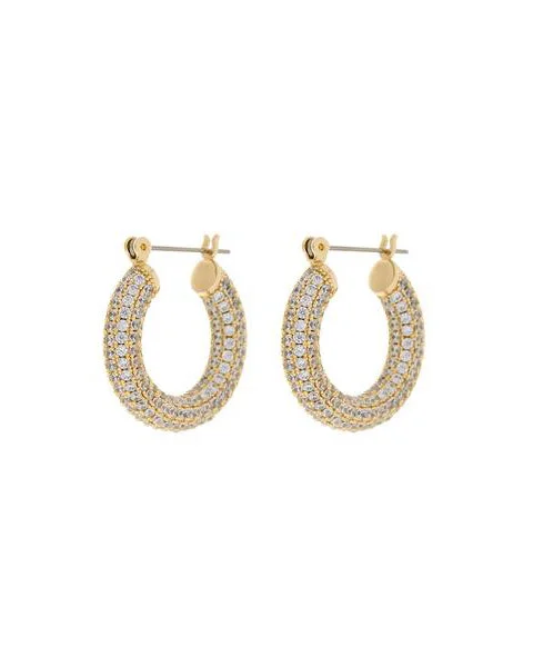 Hoop earrings with rhinestone embellishments for a glamorous and sparkling look-Pave Baby Amalfi Hoops- Gold