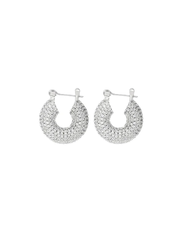 Best hoop earrings with marbled designs for a trendy and artistic effect-Pave Mini Donut Hoops- Silver