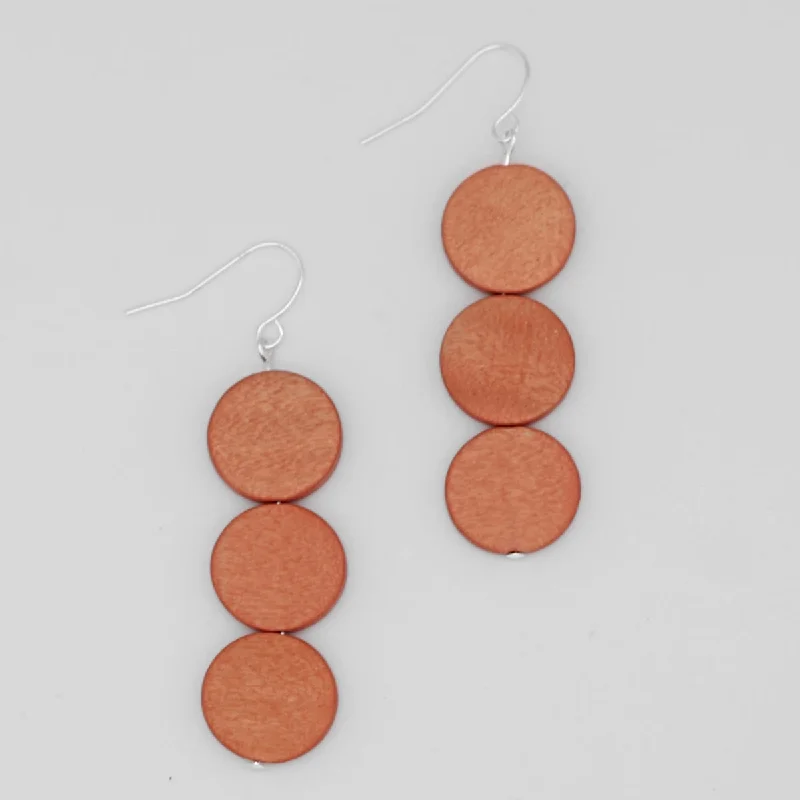 Hoop earrings with leather accents for a sleek and bold combination-Peach Triple Bead Kira Earring