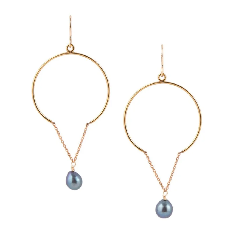 Best hoop earrings with snake chain details for a sleek and modern touch-Pearl and Bronze Chain Earrings