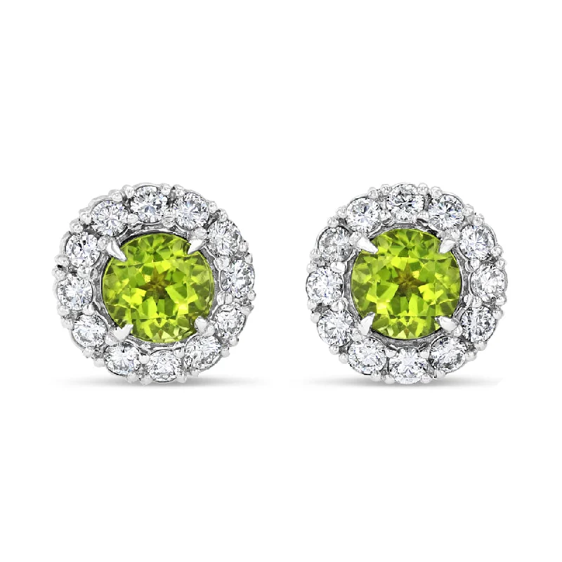 Hoop earrings with braided patterns for a detailed and textured finish-Peridot Halo Studs