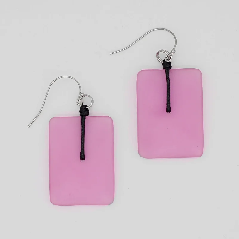 Best hoop earrings with tribal designs for a cultural and exotic aesthetic-Pink Rectangle Dangle Earrings