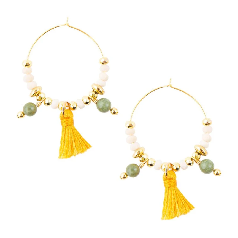 Best hoop earrings with twisted rope designs for a nautical-inspired style-Pomelo Tassel Hoop Earrings