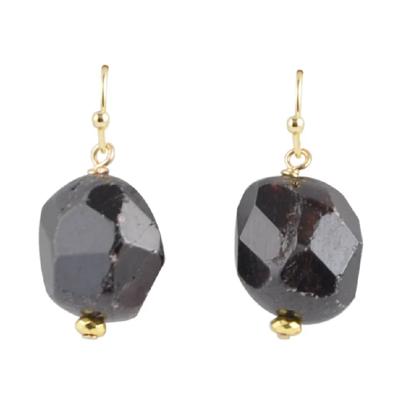 Hoop earrings with heart-shaped frames for a romantic and feminine look-Dark Purple Garnet Drop Earring