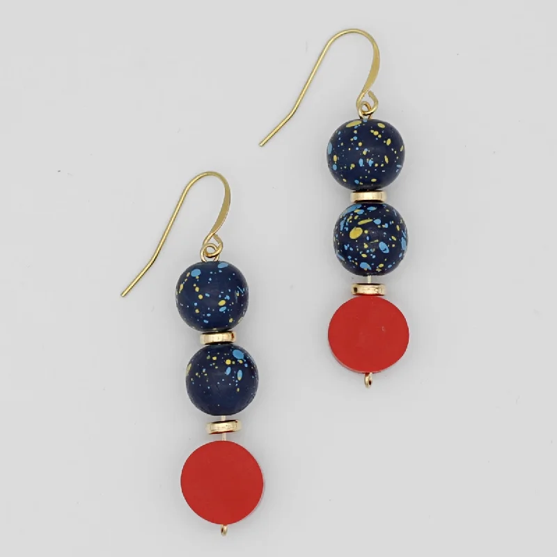 Best hoop earrings with sparkling cubic zirconia for a brilliant, budget-friendly effect-Red and Blue Speckled Dangle Earrings