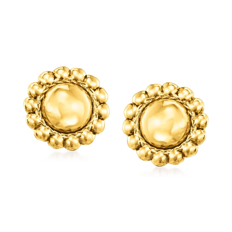 Best hoop earrings with angel wing accents for a spiritual and meaningful design-Ross-Simons Italian 18kt Yellow Gold Sunflower Earrings