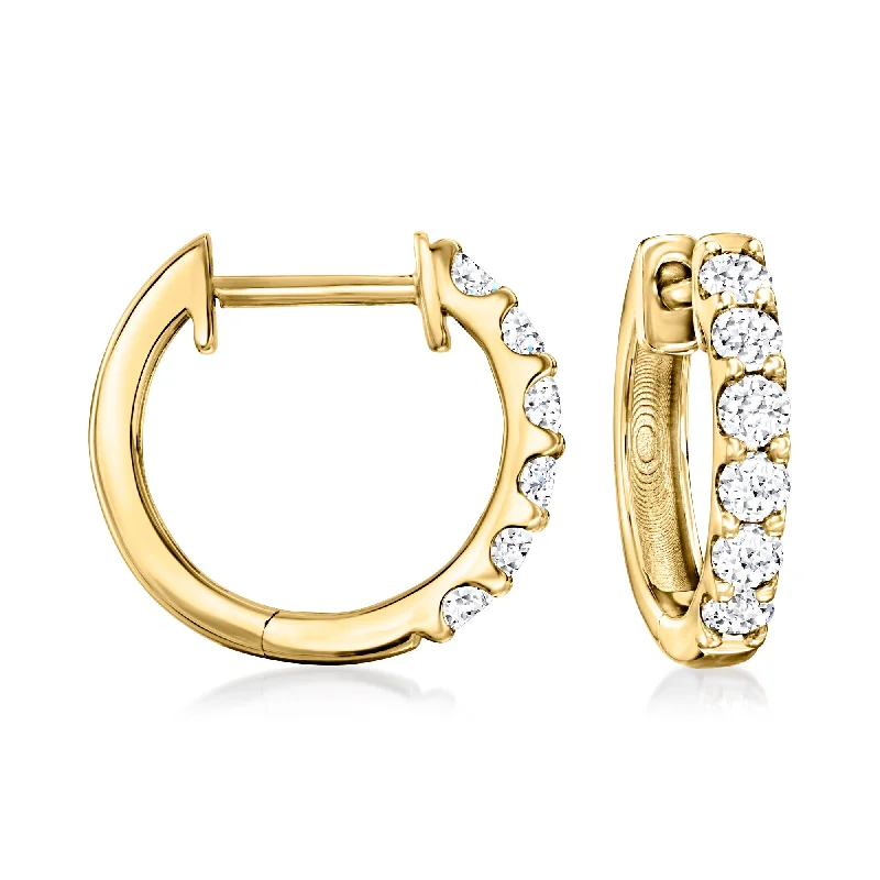 Hoop earrings with satin finishes for a smooth and elegant appearance-Ross-Simons Lab-Grown Diamond Hoop Earrings in 18kt Gold Over Sterling