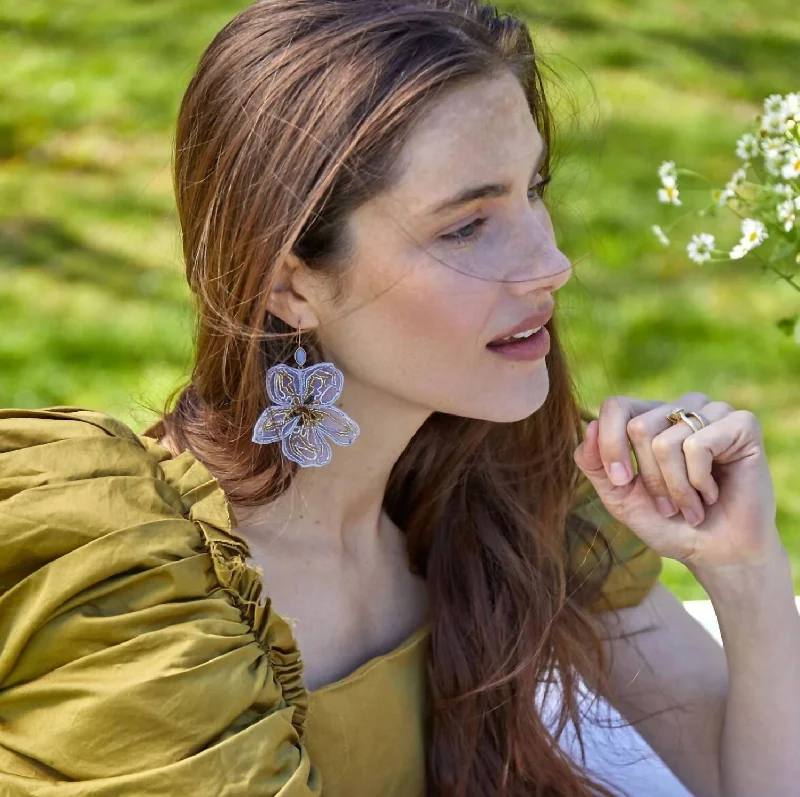 Best hoop earrings with vintage coins for a retro, antique-inspired style-Ruby Floral Earring In Blue