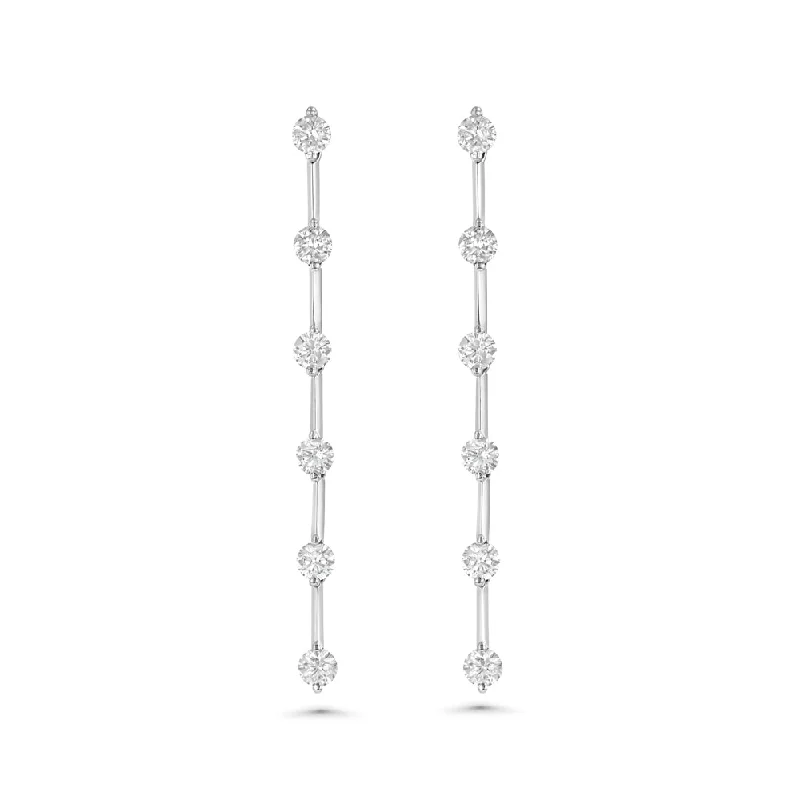 Large hoop earrings for a bold and statement-making fashion accessory-Scintillate Linear Earrings WG