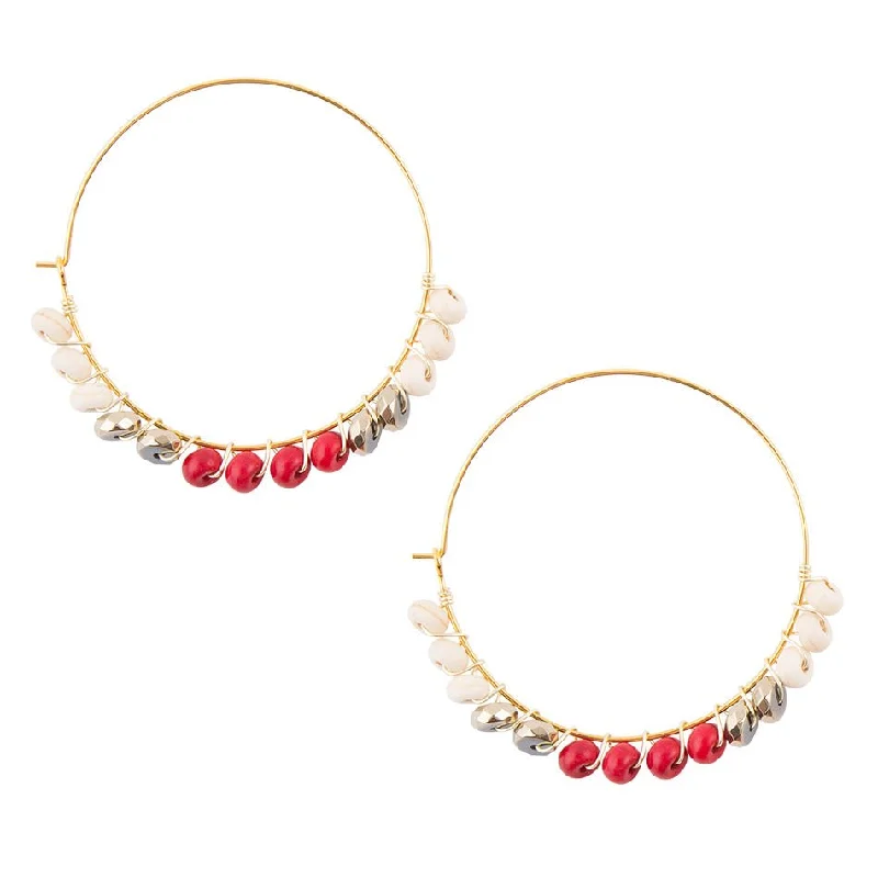 Best hoop earrings with matching bracelets for a coordinated jewelry set-Sepia Red Hoop Earrings