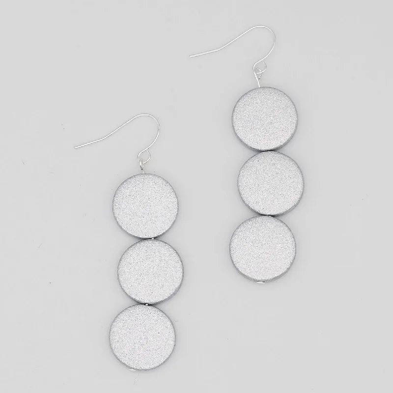 Hoop earrings with a matte finish for a sleek and sophisticated appearance-Silver Triple Bead Kira Earring