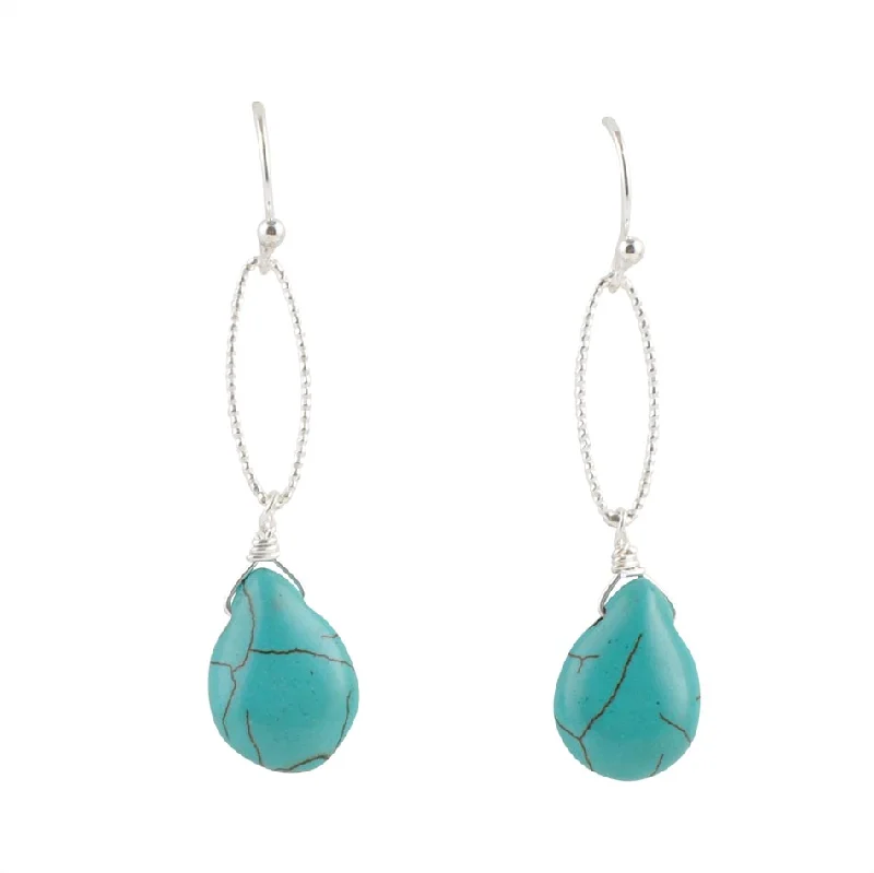 Large hoop earrings for a bold and statement-making fashion accessory-Sky Fall Earrings-Turquoise Magnesite