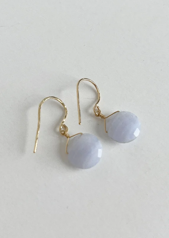 Best hoop earrings with custom engravings for a personalized and meaningful gift-Small Blue Lace Agate Earrings