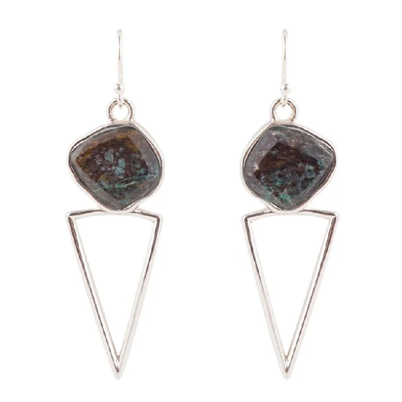 Hoop earrings with stacked layers for a bold and textured design-Sonoran Sunset and Sterling Silver Triangle Earrings