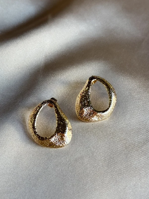 Hoop earrings with luxe velvet finishes for a rich and luxurious touch-Textured Oval Earrings