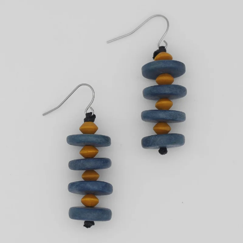 Hoop earrings with enamel stripes for a colorful and eye-catching design-Blue Tiggy Statement Earrings