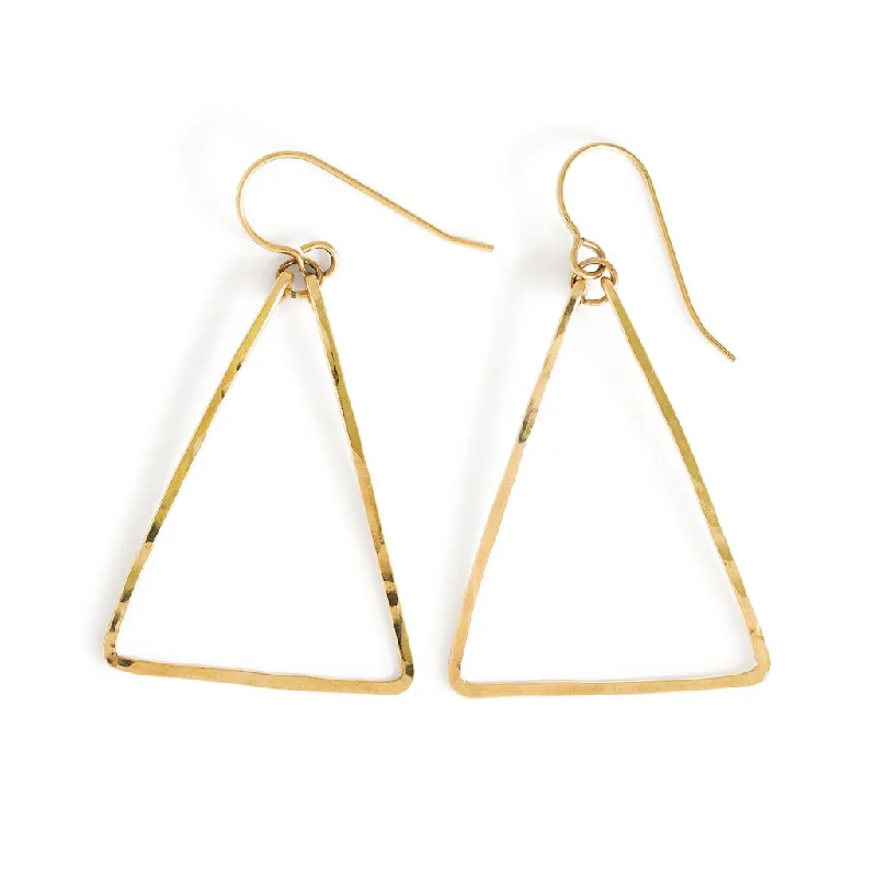 Hoop earrings with hammered copper for a warm and rustic aesthetic-Triangle Earrings