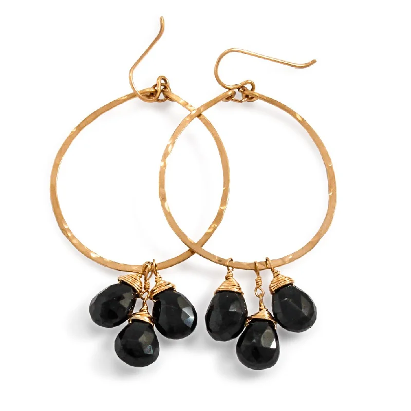 Best hoop earrings with minimalist designs for a clean and modern aesthetic-Trio Gemstone Hoops - Black Spinel