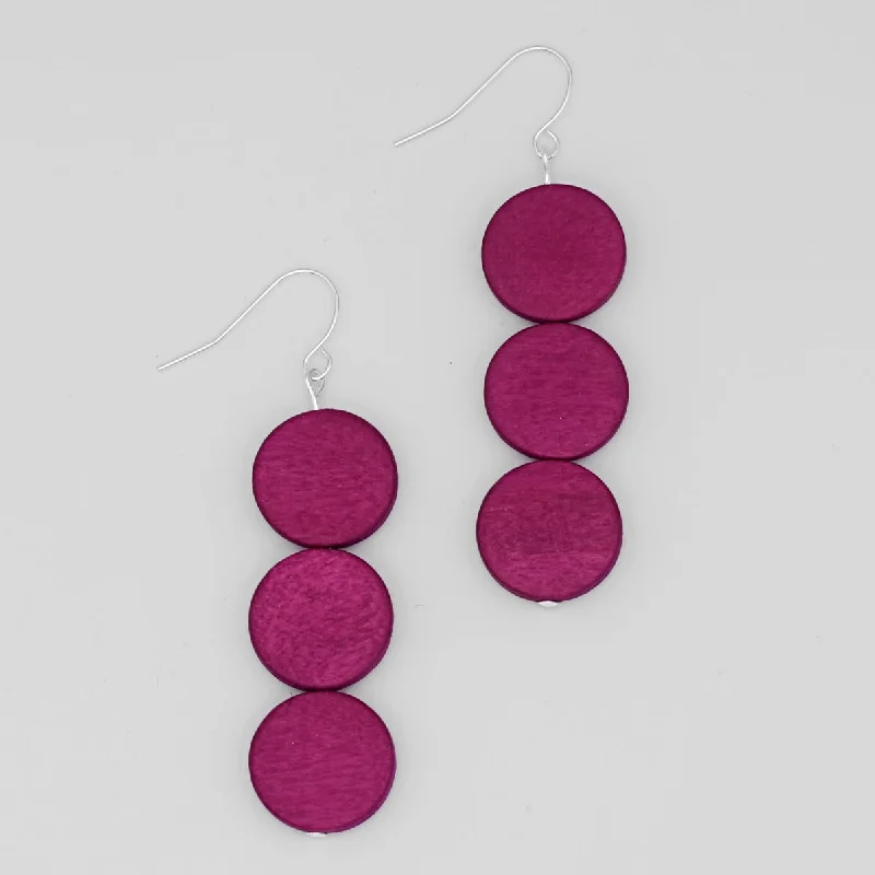 Best hoop earrings with enamel details for a colorful and modern look-Fuchsia Triple Bead Kira Earring