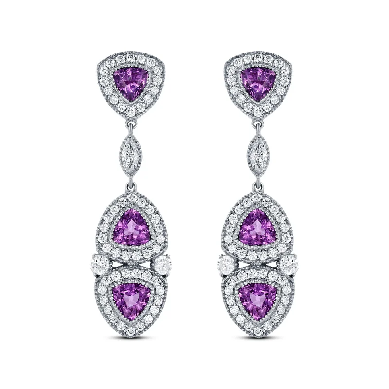 Hoop earrings with cut-out designs for a creative and lightweight effect-Pink Sapphire & Diamond Earrings