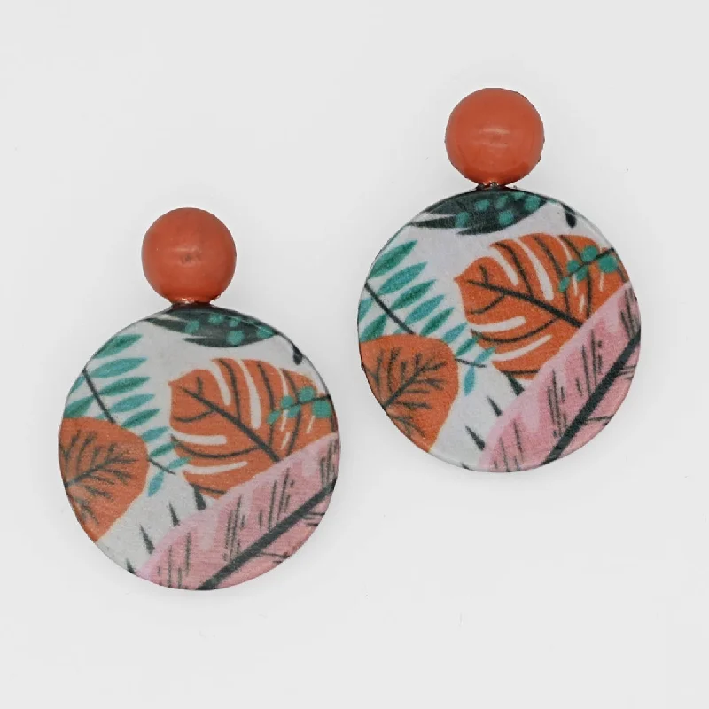 Best hoop earrings with textured silver for a rustic and organic finish-Tropical Decoupage Earrings