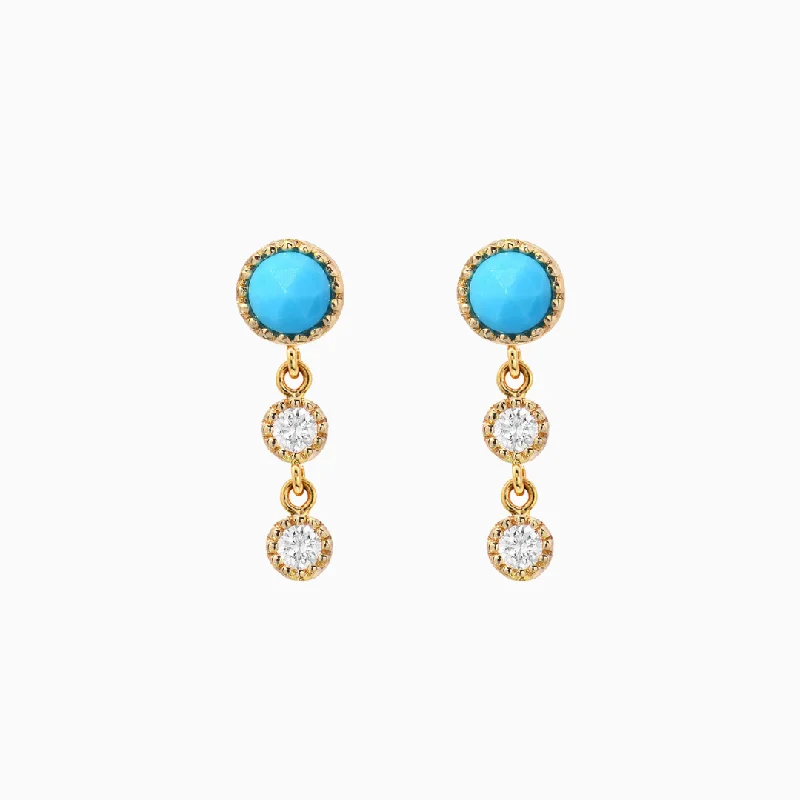 Hoop earrings with infinity loop designs for a continuous and eternal shape-Turquoise and Diamond Mini Cascade Earrings