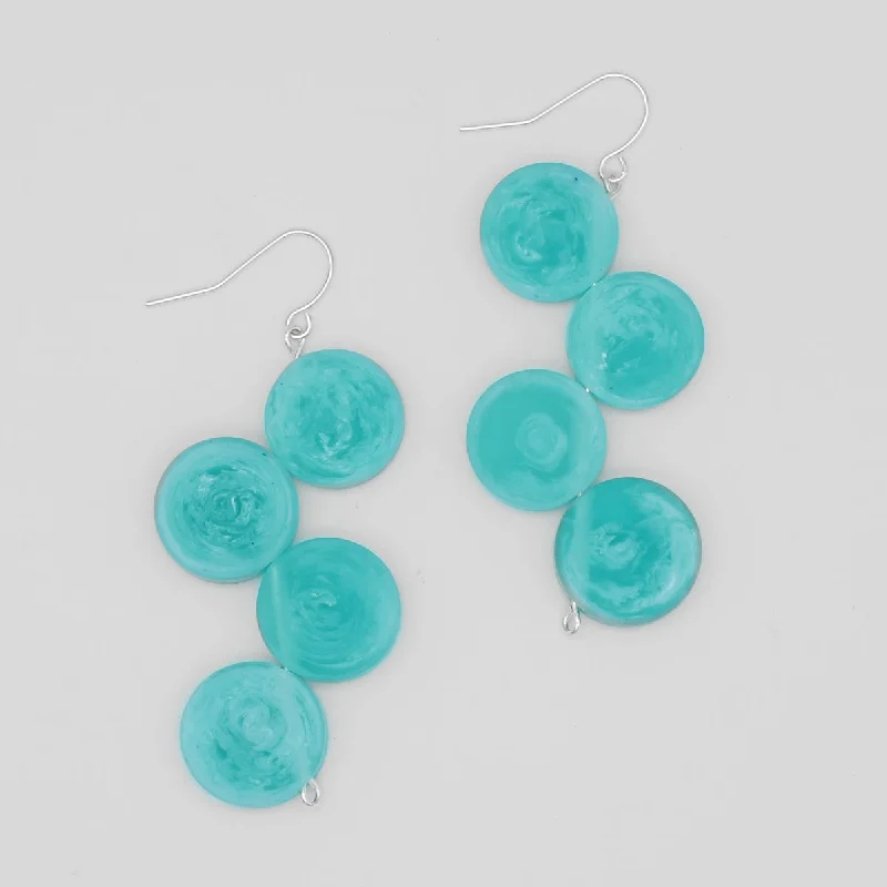 Hoop earrings with twisted leather for a chic and modern boho look-Turquoise Luella Earrings