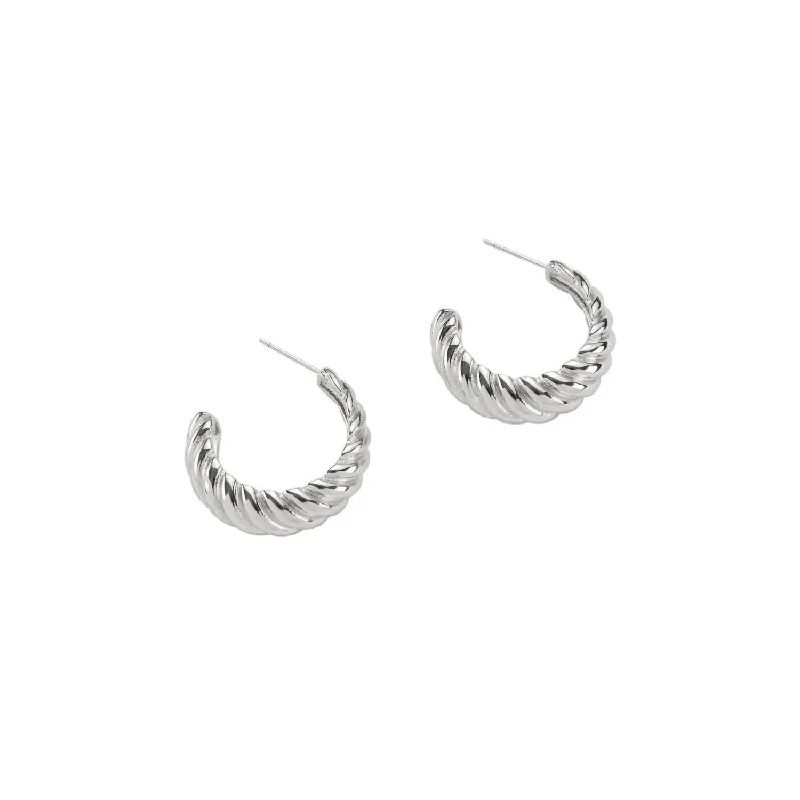 Hoop earrings with diamond-cut surfaces for added sparkle and shine-Women's Braided Hoops Earrings In Silver