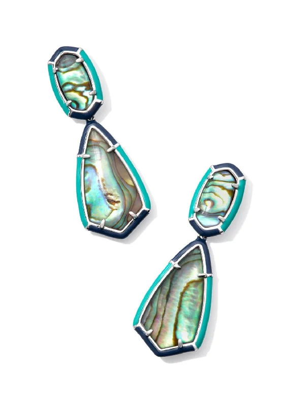 Best hoop earrings with crescent-shaped designs for a bold, moon-inspired style-Women's Camry Enamel Frame Statement Earrings In Rhodium/abalone