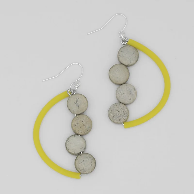 Hoop earrings with resin accents for a bold and colorful design-Yellow Half Moon Dangle Earring