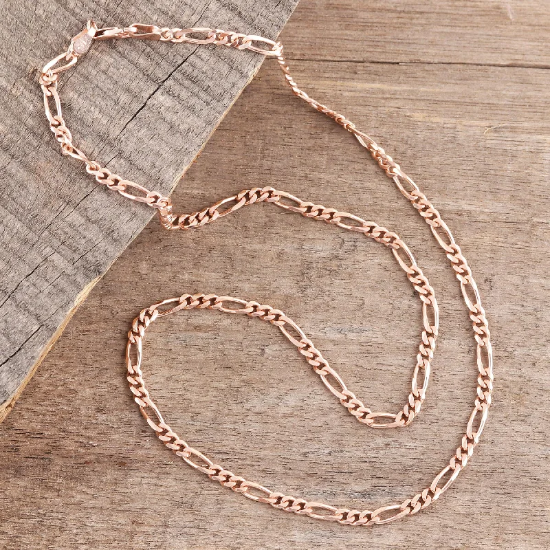 Unique necklaces and pendants with custom birthstone arrangements for personalization-Shimmering Flair Rose Gold Plated Sterling Silver Chain Necklace (3mm)