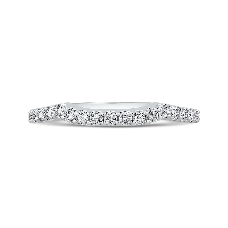 Beautiful necklaces and pendants with moon and star charms for a dreamy effect-14K White Gold Round Diamond Wedding Band